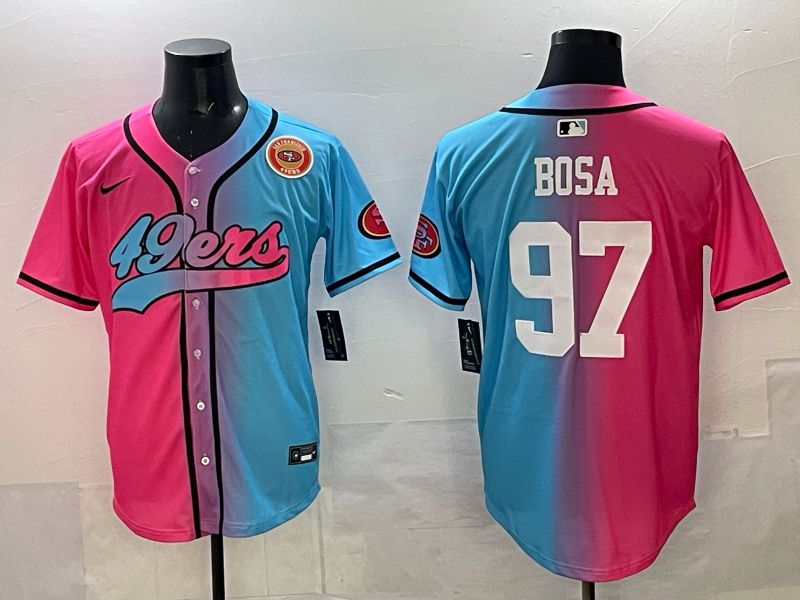 Men 2025 San Francisco 49ers #97 Bosa Pink Blue Nike Limited NFL Jersey 012->san francisco 49ers->NFL Jersey